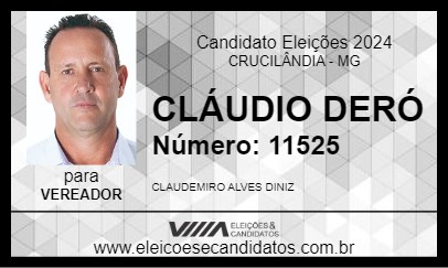 Candidato CLÁUDIO DERÓ 2024 - CRUCILÂNDIA - Eleições