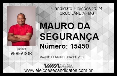 Candidato MAURO DA SEGURANÇA 2024 - CRUCILÂNDIA - Eleições