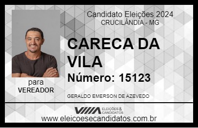 Candidato CARECA DA VILA 2024 - CRUCILÂNDIA - Eleições