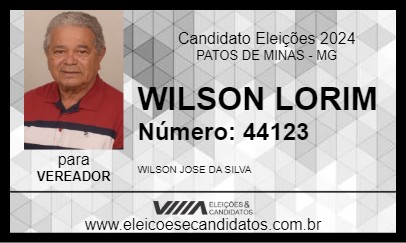 Candidato WILSON LORIM 2024 - PATOS DE MINAS - Eleições