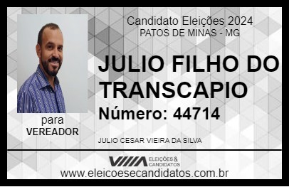 Candidato JULIO FILHO DO TRANSCAPIO 2024 - PATOS DE MINAS - Eleições