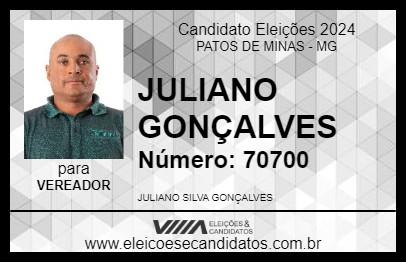 Candidato JULIANO GONÇALVES 2024 - PATOS DE MINAS - Eleições