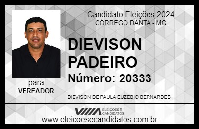 Candidato DIEVISON PADEIRO 2024 - CÓRREGO DANTA - Eleições