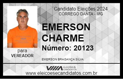 Candidato EMERSON CHARME 2024 - CÓRREGO DANTA - Eleições