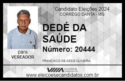 Candidato DEDÉ DA SAÚDE 2024 - CÓRREGO DANTA - Eleições