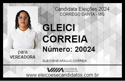 Candidato GLEICI CORREIA 2024 - CÓRREGO DANTA - Eleições