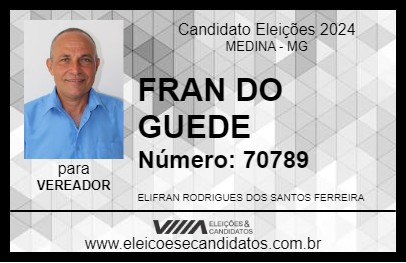 Candidato FRAN DO GUEDE 2024 - MEDINA - Eleições