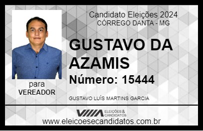 Candidato GUSTAVO DA AZAMIS 2024 - CÓRREGO DANTA - Eleições