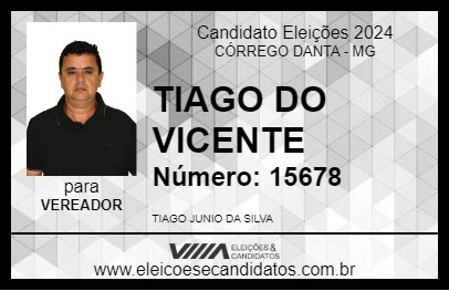 Candidato TIAGO DO VICENTE 2024 - CÓRREGO DANTA - Eleições