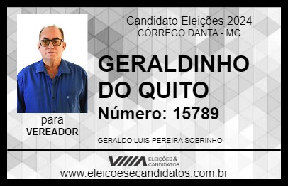 Candidato GERALDINHO DO QUITO 2024 - CÓRREGO DANTA - Eleições