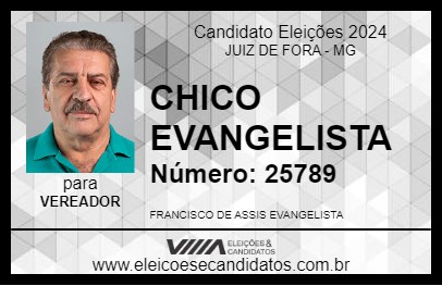 Candidato CHICO EVANGELISTA 2024 - JUIZ DE FORA - Eleições