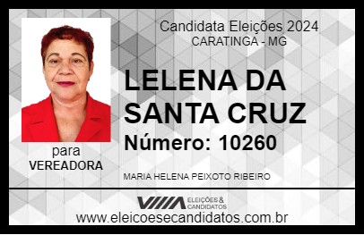 Candidato LELENA DA SANTA CRUZ 2024 - CARATINGA - Eleições