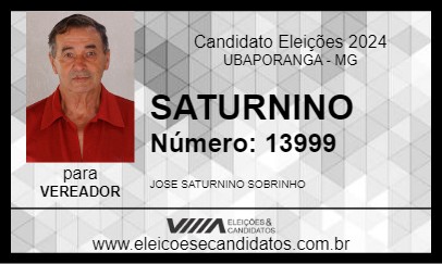 Candidato SATURNINO 2024 - UBAPORANGA - Eleições