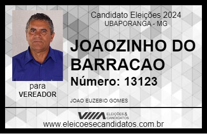 Candidato JOAOZINHO DO BARRACAO 2024 - UBAPORANGA - Eleições