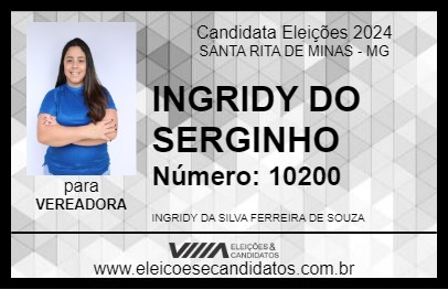 Candidato INGRIDY DO SERGINHO 2024 - SANTA RITA DE MINAS - Eleições