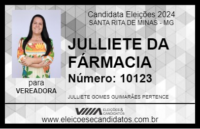 Candidato JULLIETE DA FÁRMACIA 2024 - SANTA RITA DE MINAS - Eleições