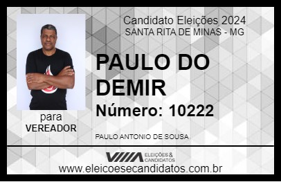 Candidato PAULO DO DEMIR 2024 - SANTA RITA DE MINAS - Eleições