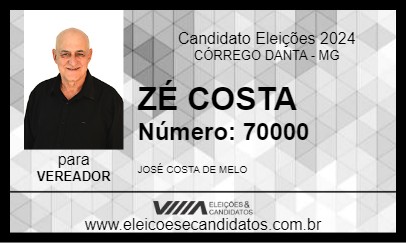 Candidato ZÉ COSTA 2024 - CÓRREGO DANTA - Eleições