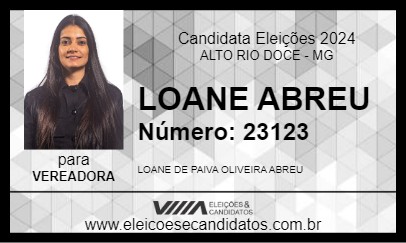 Candidato LOANE ABREU 2024 - ALTO RIO DOCE - Eleições