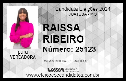 Candidato RAISSA RIBEIRO 2024 - JUATUBA - Eleições