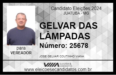 Candidato GELVAR DAS LÂMPADAS 2024 - JUATUBA - Eleições