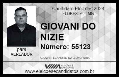 Candidato GIOVANI DO NIZIE 2024 - FLORESTAL - Eleições