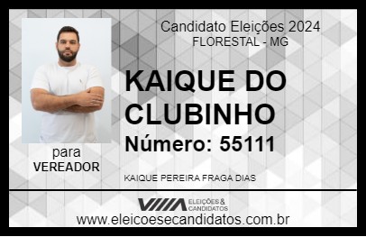 Candidato KAIQUE DO CLUBINHO 2024 - FLORESTAL - Eleições