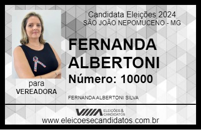 Candidato FERNANDA ALBERTONI 2024 - SÃO JOÃO NEPOMUCENO - Eleições