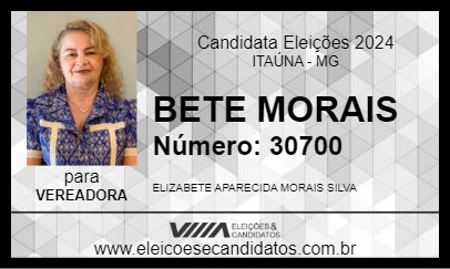 Candidato BETE MORAIS 2024 - ITAÚNA - Eleições