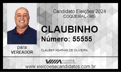 Candidato CLAUBINHO 2024 - COQUEIRAL - Eleições