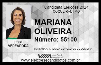 Candidato MARIANA OLIVEIRA 2024 - COQUEIRAL - Eleições