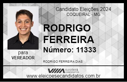 Candidato RODRIGO FERREIRA 2024 - COQUEIRAL - Eleições