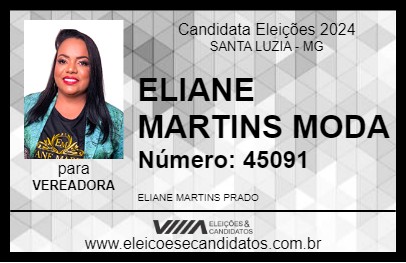 Candidato ELIANE MARTINS MODA 2024 - SANTA LUZIA - Eleições