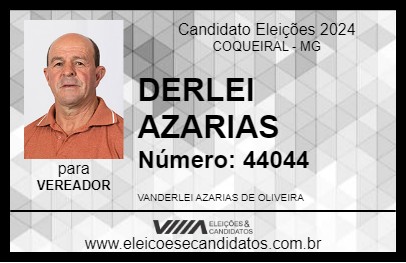 Candidato DERLEI AZARIAS 2024 - COQUEIRAL - Eleições