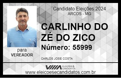 Candidato CARLINHO DO ZÉ DO ZICO 2024 - ARCOS - Eleições