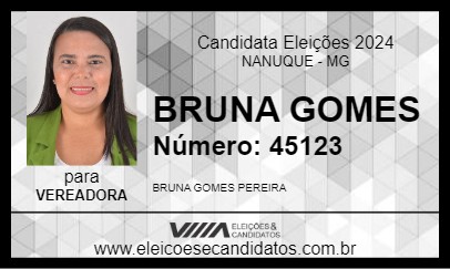 Candidato BRUNA GOMES 2024 - NANUQUE - Eleições