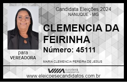 Candidato CLEMENCIA DA FEIRINHA 2024 - NANUQUE - Eleições