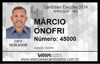 Candidato MÁRCIO ONOFRI 2024 - NANUQUE - Eleições