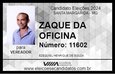 Candidato ZAQUE DA OFICINA 2024 - SANTA MARGARIDA - Eleições