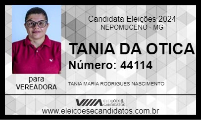 Candidato TANIA DA OTICA 2024 - NEPOMUCENO - Eleições