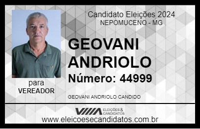 Candidato GEOVANI ANDRIOLO 2024 - NEPOMUCENO - Eleições