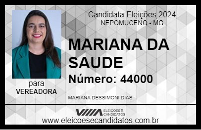 Candidato MARIANA DA SAUDE 2024 - NEPOMUCENO - Eleições