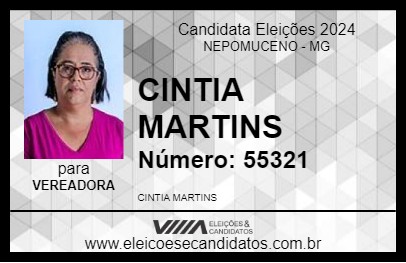 Candidato CINTIA MARTINS 2024 - NEPOMUCENO - Eleições