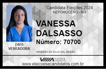 Candidato VANESSA DALSASSO 2024 - NEPOMUCENO - Eleições