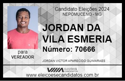 Candidato JORDAN DA VILA ESMERIA 2024 - NEPOMUCENO - Eleições