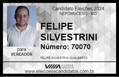 Candidato FELIPE SILVESTRINI 2024 - NEPOMUCENO - Eleições