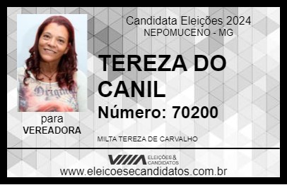 Candidato TEREZA DO CANIL 2024 - NEPOMUCENO - Eleições