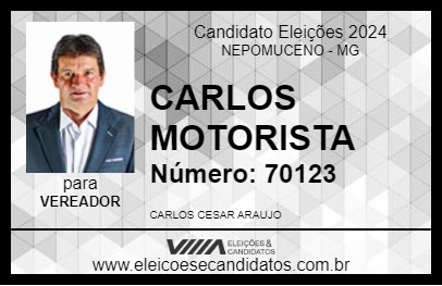 Candidato CARLOS MOTORISTA 2024 - NEPOMUCENO - Eleições