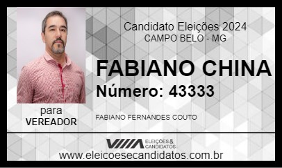 Candidato FABIANO CHINA 2024 - CAMPO BELO - Eleições