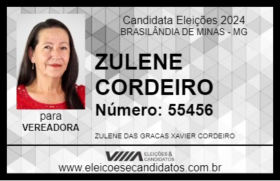 Candidato ZULENE CORDEIRO 2024 - BRASILÂNDIA DE MINAS - Eleições